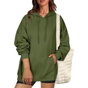 🆕 Women Green Pullover Sweatshirts Long Sleeve Fall Winter Coat Fleece Hoodies